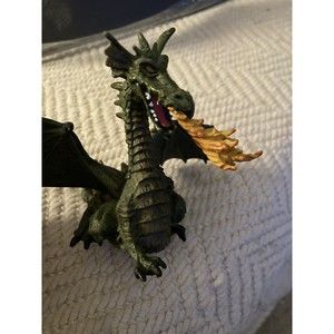 Papo Green Dragon Wings 4” Medieval Knights Fantasy Figure With Fire 2005